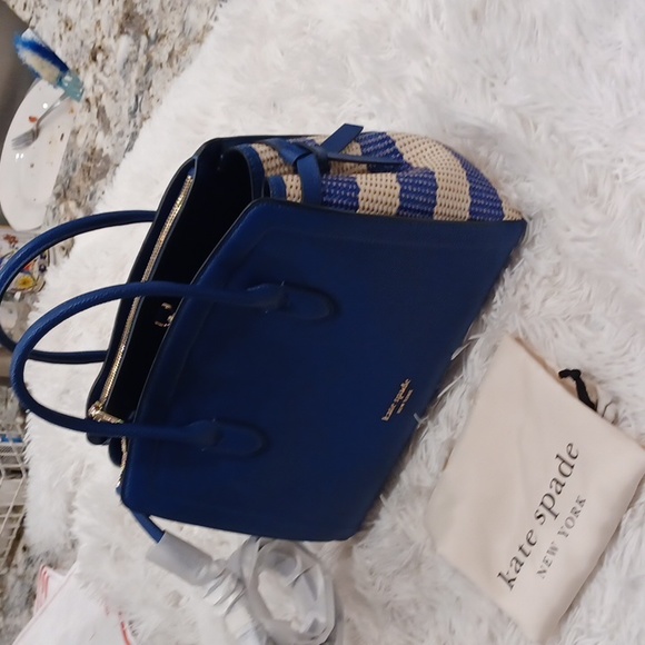 Kate Spade Large Satchel Bag with White & Blue Ends NWT Size Large